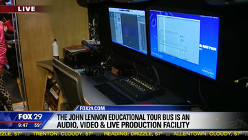 Jenn checks out the John Lennon Educational Tour Bus